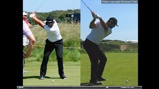 Jon Rahm golf swing  Long Iron faceon amp downtheline July 2017 [upl. by Anilocin]