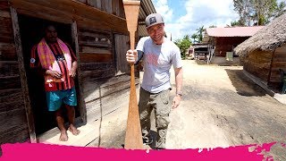 Surinamese River VILLAGE TOUR  Shopping for a Paddle  Isadou Island Suriname [upl. by Amadeus]