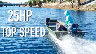 25 Horsepower 4 Stroke Yamaha Jon Boat Max Speed Test [upl. by Parsifal]