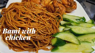 HOW TO MAKE BAMI WITH CHICKEN SURINAMESE STYLE BAMI QUICK AND EASY SPAGHETTI STIR FRY [upl. by Schindler]