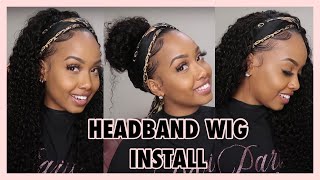 How To Apply Headband Wig  Glueless Wig Install  DONMILY HAIR [upl. by Lahey785]