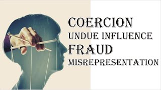 Coercion Undue Influence Fraud Misrepresentation  Indian Contract Act 1872  Law Guru [upl. by Nylirad]