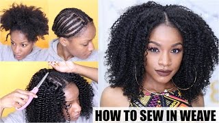 How To Natural Hair Sewin Weave Start to Finish [upl. by Akital77]