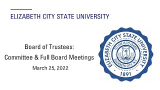 ECSU Board of Trustees Meeting [upl. by Muhammad]