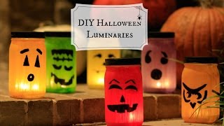 DIY Mason Jar Luminaries  Halloween Craft Ideas [upl. by Mellitz]