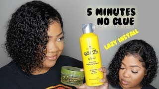 Lazy 5 Minute Lace Wig Install  No Glue Needed [upl. by Rudiger]