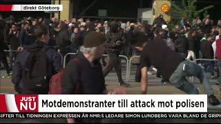 Motdemonstranter attackerar polisen  Nyheterna TV4 [upl. by Marketa]