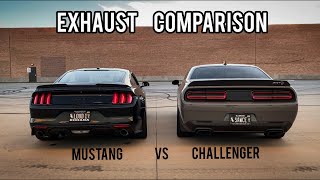 Mustang GT vs Challenger Hellcat  exhaust sound comparison [upl. by Innaig]