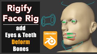 Blender Rigify Face rig  add Eyes amp Teeth Deform bones [upl. by Ardnasil107]