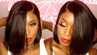 Realistic Beginner Friendly Glueless Lace Wig  No Baby Hair No Glue  My First Wig Bob [upl. by Hgeilhsa]