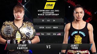 Stamp Fairtex vs Janet Todd II  Full Fight Replay [upl. by Anaitsirhc]