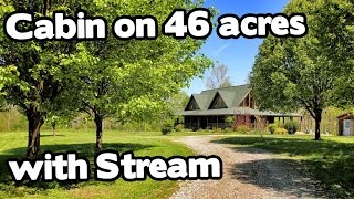 Artist Retreat Log Cabin style home on 46 acres Barn and Creek [upl. by Nedmac]