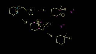 Hydrohalogenation  Alkenes and Alkynes  Organic chemistry  Khan Academy [upl. by Reiser]