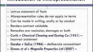 Misrepresentation Lecture 1 of 4 [upl. by Nosyrb762]