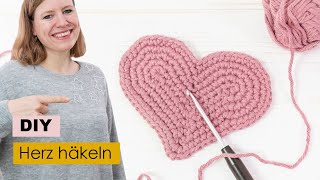 Herz häkeln  DIY Geschenk zum Valentinstag [upl. by Cassondra]