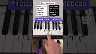 Pirates of the Caribbean Piano Easy Tutorial With Letter Notes shorts piano [upl. by Htaeh957]