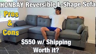 HONBAY Reversible Sectional Sofa Couch for Living Room LShape 550 Worth It [upl. by Loree]