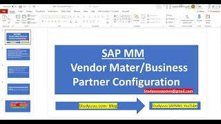 SAP MM Vendor master Configuration process [upl. by Trixie268]