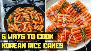 5 Easy Ways to Cook Korean Rice Cakes 🌶🔥💥 • VEGAN KOREAN STREET FOOD TTEOKBOKKI 떡볶이 [upl. by Sirap]